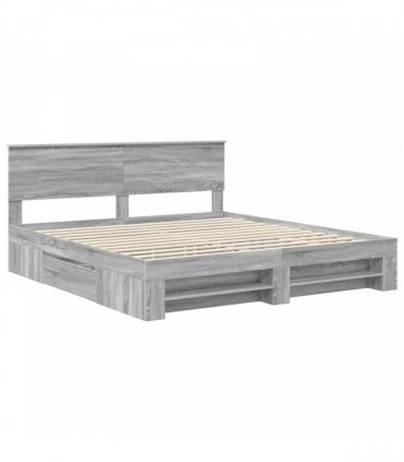 vidaXL Bed Frame Grey Sonoma 180 x 200 cm Engineered Wood