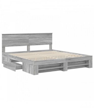 vidaXL Bed Frame Grey Sonoma 180 x 200 cm Engineered Wood