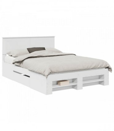 vidaXL Bed Frame with Headboard White 140 x 200 cm Engineered Wood
