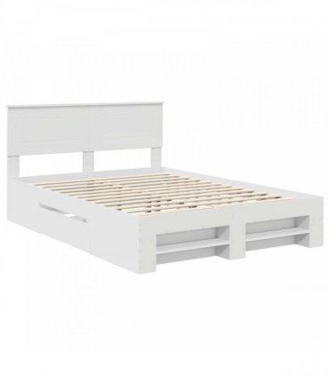vidaXL Bed Frame with Headboard White 140 x 200 cm Engineered Wood