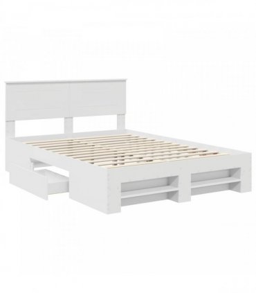 vidaXL Bed Frame with Headboard White 140 x 200 cm Engineered Wood