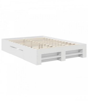 vidaXL Bed Frame with Headboard White 140 x 200 cm Engineered Wood