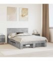 vidaXL Bed Frame Concrete Grey 140 x 200 cm Engineered Wood