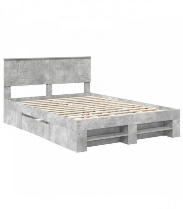 vidaXL Bed Frame Concrete Grey 140 x 200 cm Engineered Wood
