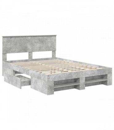 vidaXL Bed Frame Concrete Grey 140 x 200 cm Engineered Wood