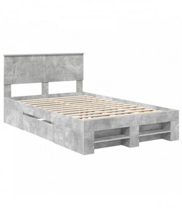vidaXL Bed Frame Concrete Grey 135 x 190 cm Engineered Wood