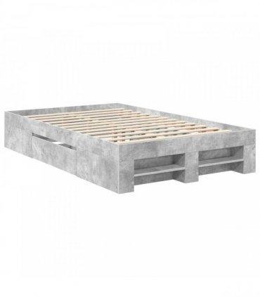 vidaXL Bed Frame Concrete Grey 135 x 190 cm Engineered Wood