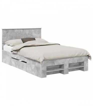 vidaXL Bed Frame Concrete Grey 120 x 200 cm Engineered Wood