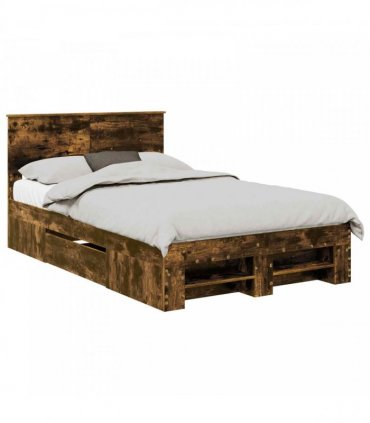 vidaXL Bed Frame Smoked Oak 120 x 200 cm Engineered Wood