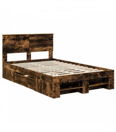 vidaXL Bed Frame Smoked Oak 120 x 200 cm Engineered Wood
