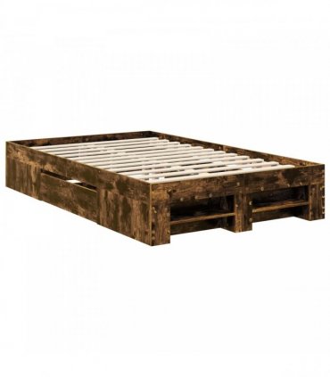 vidaXL Bed Frame Smoked Oak 120 x 200 cm Engineered Wood