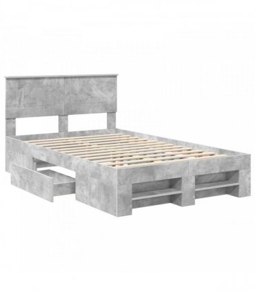 vidaXL Bed Frame Concrete Grey 120 x 200 cm Engineered Wood