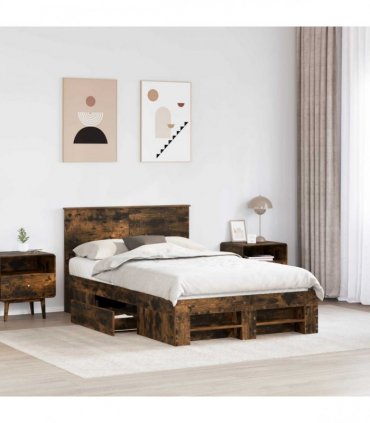 vidaXL Bed Frame Smoked Oak 120 x 200 cm Engineered Wood