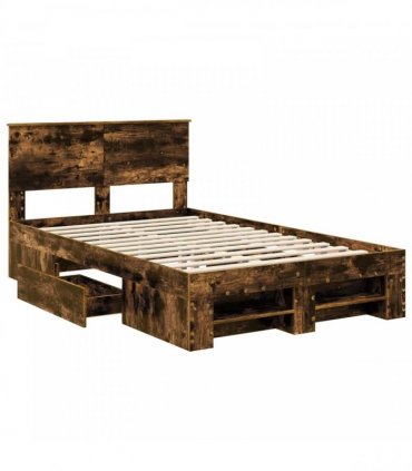 vidaXL Bed Frame Smoked Oak 120 x 200 cm Engineered Wood