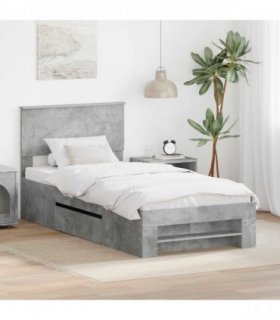 vidaXL Bed Frame Concrete Grey 75 x 190 cm Engineered Wood