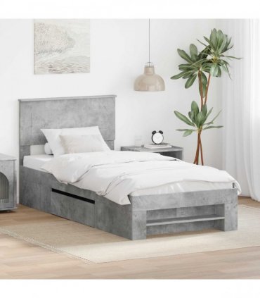 vidaXL Bed Frame Concrete Grey 75 x 190 cm Engineered Wood