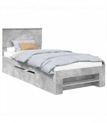 vidaXL Bed Frame Concrete Grey 75 x 190 cm Engineered Wood