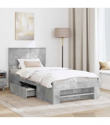 vidaXL Bed Frame Concrete Grey 75 x 190 cm Engineered Wood