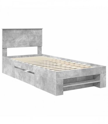 vidaXL Bed Frame Concrete Grey 75 x 190 cm Engineered Wood