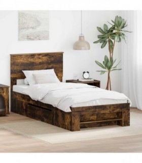 vidaXL Bed Frame Smoked Oak 75 x 190 cm Engineered Wood