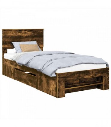 vidaXL Bed Frame Smoked Oak 75 x 190 cm Engineered Wood