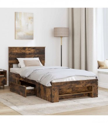 vidaXL Bed Frame Smoked Oak 75 x 190 cm Engineered Wood