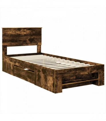 vidaXL Bed Frame Smoked Oak 75 x 190 cm Engineered Wood