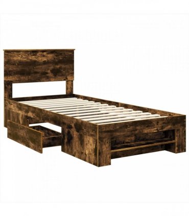 vidaXL Bed Frame Smoked Oak 75 x 190 cm Engineered Wood