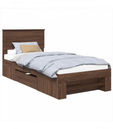 vidaXL Bed Frame Brown Oak 75 x 190 cm Engineered Wood