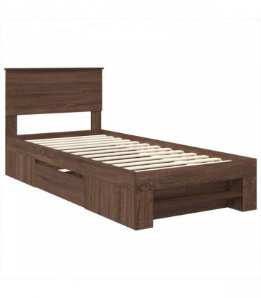 vidaXL Bed Frame Brown Oak 75 x 190 cm Engineered Wood