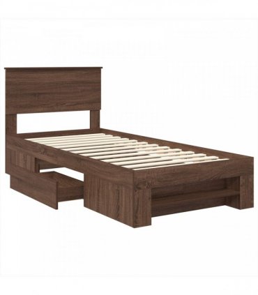 vidaXL Bed Frame Brown Oak 75 x 190 cm Engineered Wood