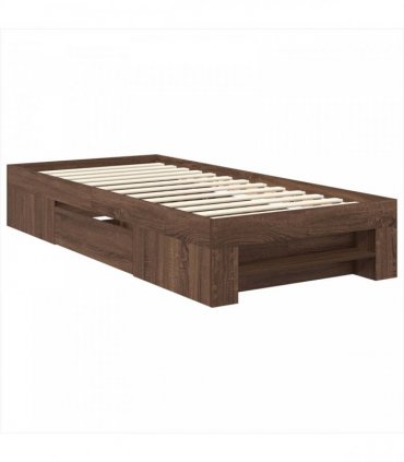 vidaXL Bed Frame Brown Oak 75 x 190 cm Engineered Wood