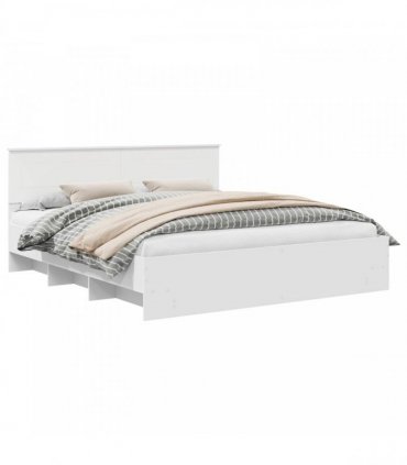 vidaXL Bed Frame with Headboard White 200 x 200 cm Engineered Wood