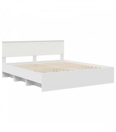 vidaXL Bed Frame with Headboard White 200 x 200 cm Engineered Wood