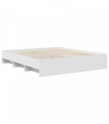 vidaXL Bed Frame with Headboard White 200 x 200 cm Engineered Wood