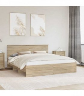 vidaXL Bed Frame Sonoma Oak 200 x 200 cm Engineered Wood