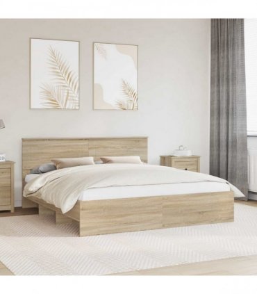 vidaXL Bed Frame Sonoma Oak 200 x 200 cm Engineered Wood