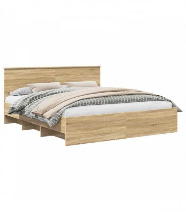 vidaXL Bed Frame Sonoma Oak 200 x 200 cm Engineered Wood