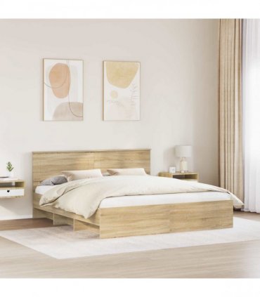 vidaXL Bed Frame Sonoma Oak 200 x 200 cm Engineered Wood