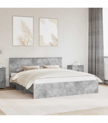 vidaXL Bed Frame Concrete Grey 200 x 200 cm Engineered Wood