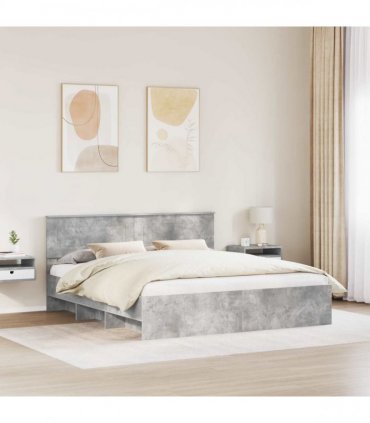 vidaXL Bed Frame Concrete Grey 200 x 200 cm Engineered Wood