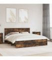 vidaXL Bed Frame Smoked Oak 200 x 200 cm Engineered Wood