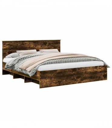 vidaXL Bed Frame Smoked Oak 200 x 200 cm Engineered Wood