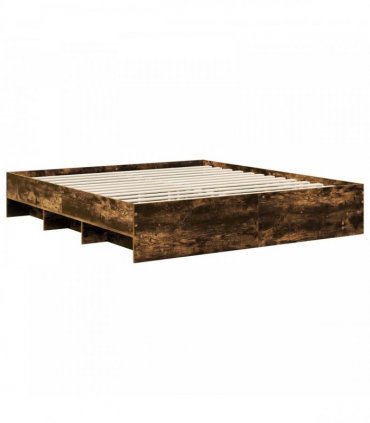 vidaXL Bed Frame Smoked Oak 200 x 200 cm Engineered Wood