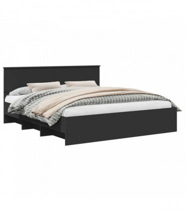 vidaXL Bed Frame with Headboard Black 180 x 200 cm Engineered Wood