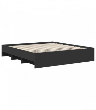 vidaXL Bed Frame with Headboard Black 180 x 200 cm Engineered Wood