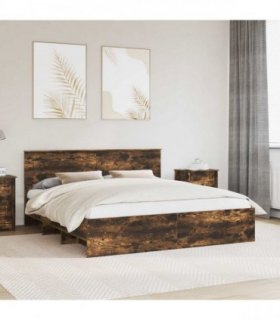 vidaXL Bed Frame Smoked Oak 180 x 200 cm Engineered Wood