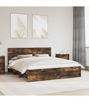 vidaXL Bed Frame Smoked Oak 180 x 200 cm Engineered Wood