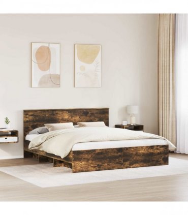 vidaXL Bed Frame Smoked Oak 180 x 200 cm Engineered Wood