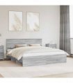 vidaXL Bed Frame Grey Sonoma 180 x 200 cm Engineered Wood